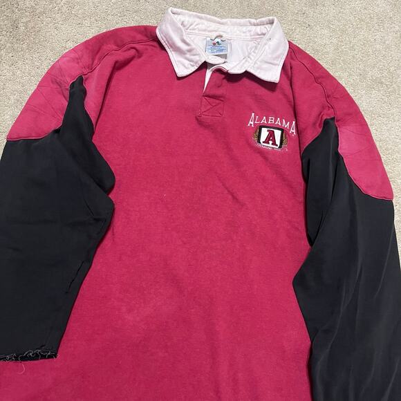 Vintage Midwest Embroidery Alabama Red and Black Rugby Polo Large - Picture 1 of 9